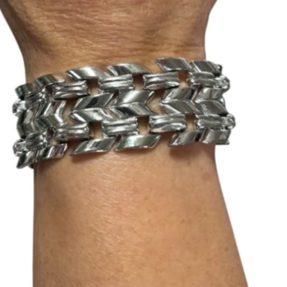 NEW Wide Silver Chain Link Bracelet 7" Silver Link Bracelet - Picture 7 of 8